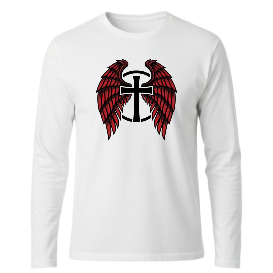 camibuso cruz con alas rojas y negras