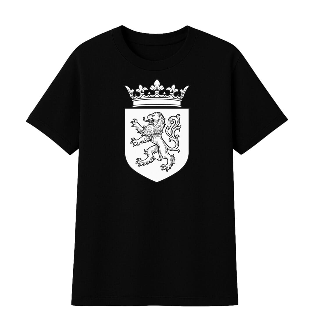 León heráldico blanco con corona